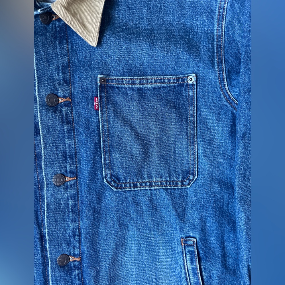 Levi's Denim Jacket with Beige Corduroy Collar Men Size XXL - Picture 6 of 10